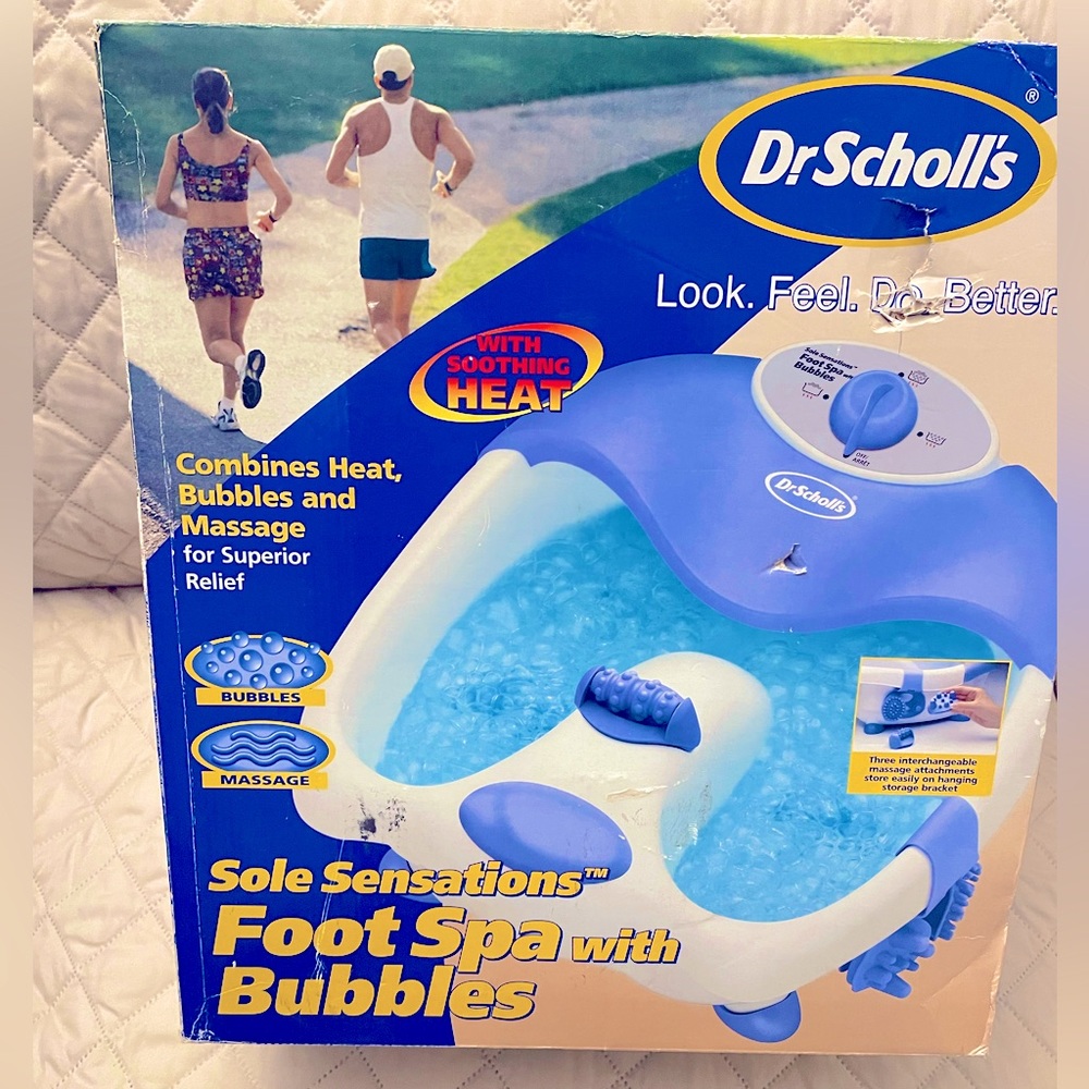 NEW DR SCHOLL’S FOOT SPA/FOOTBATH  W/HEAT, BUBBLES & MASSAGE FOR SUPERIOR RELIEF